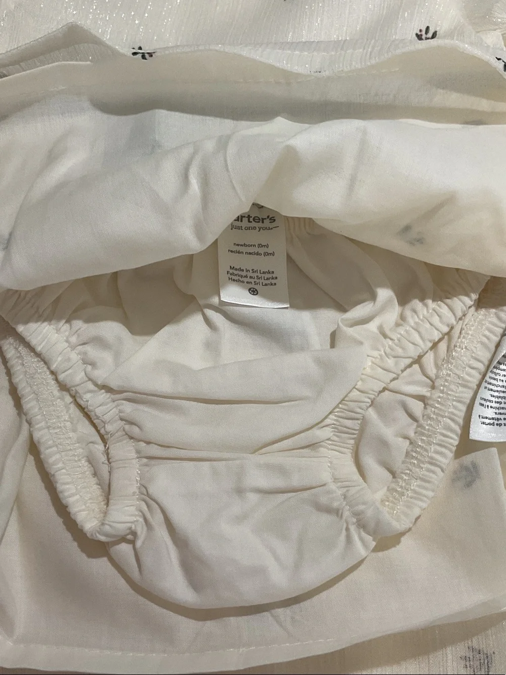 Carter's Ivory Dress with Black Ribbon Accent